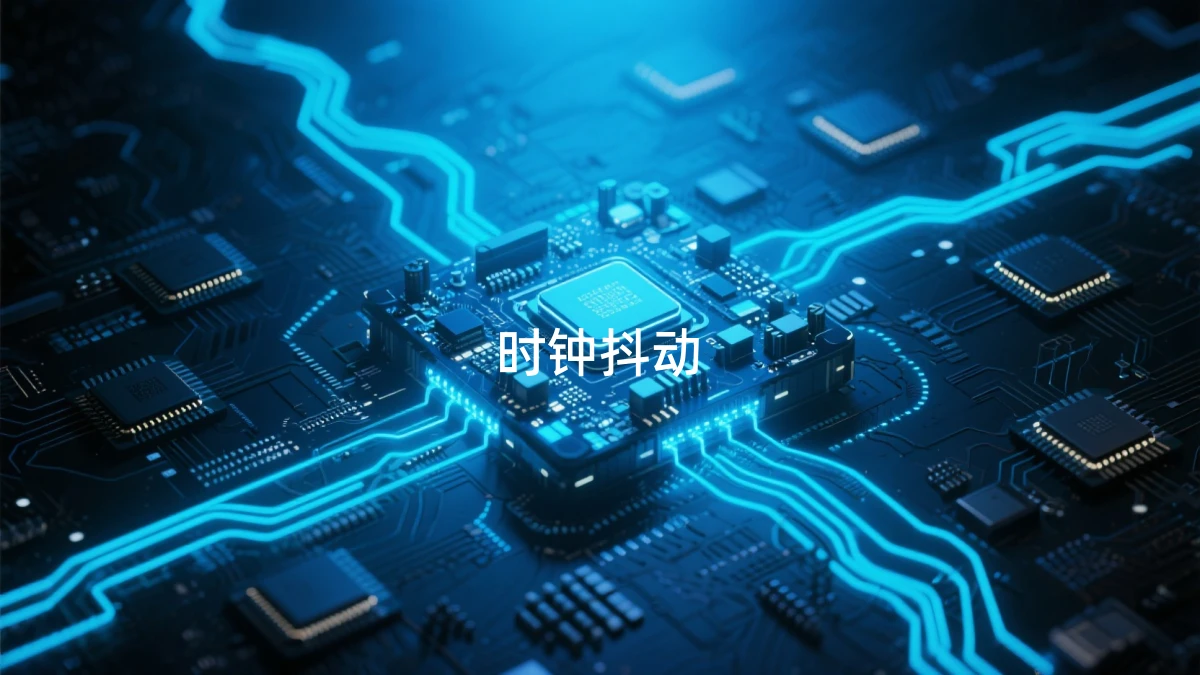 高温环境下两款主板时钟抖动对比波形图，红色曲线平稳，蓝色曲线出现明显毛刺